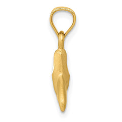 14K 3D Whale Tail Pendant - 2