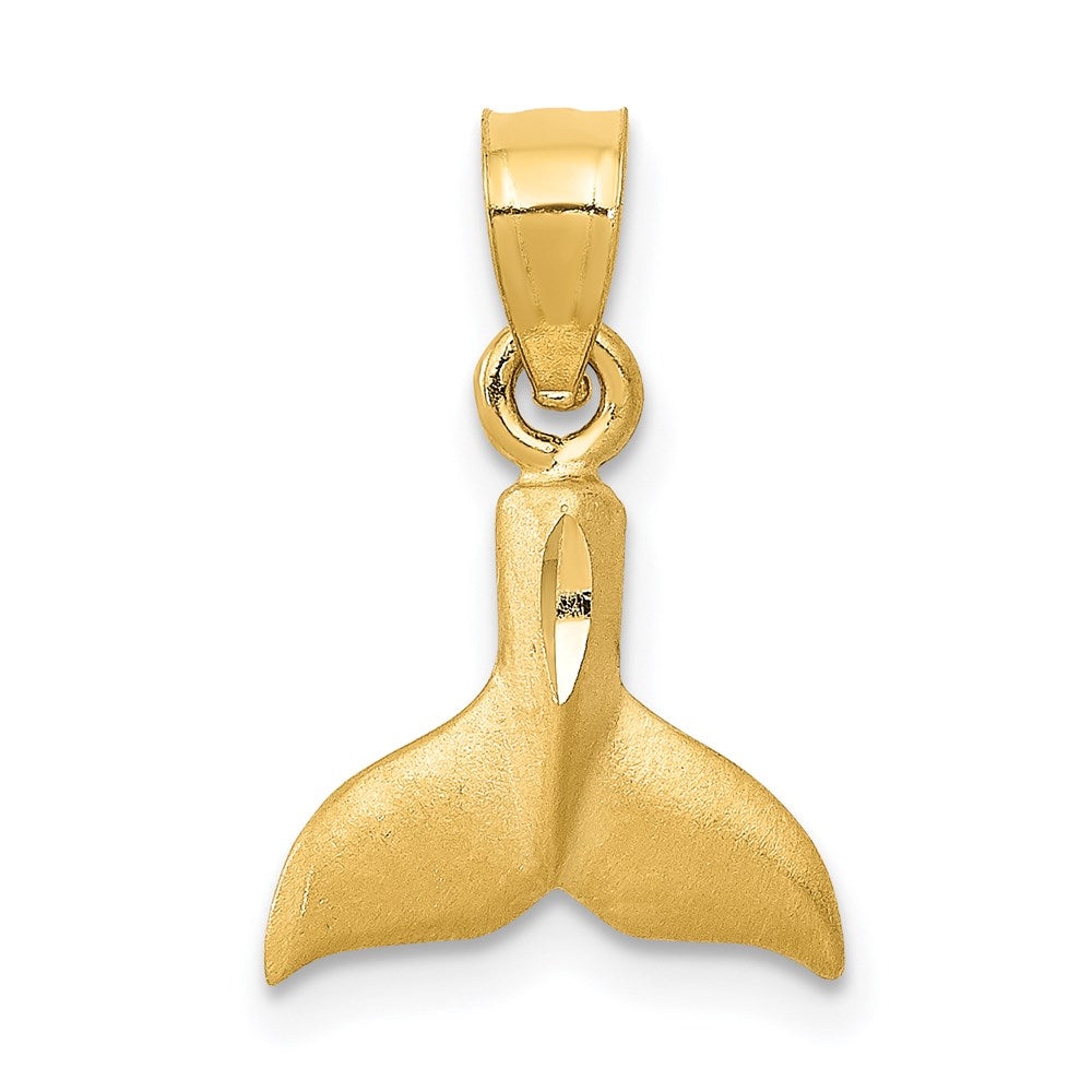14K 3D Whale Tail Pendant - 2