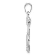 14K White Gold Anchor w/Rope Pendant