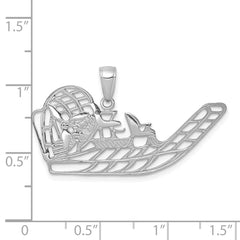 14K White Gold Air Boat Pendant