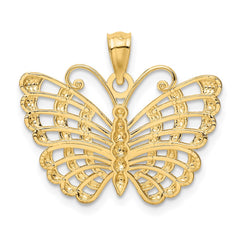 14k and Rhodium Diamond-cut Butterfly Pendant