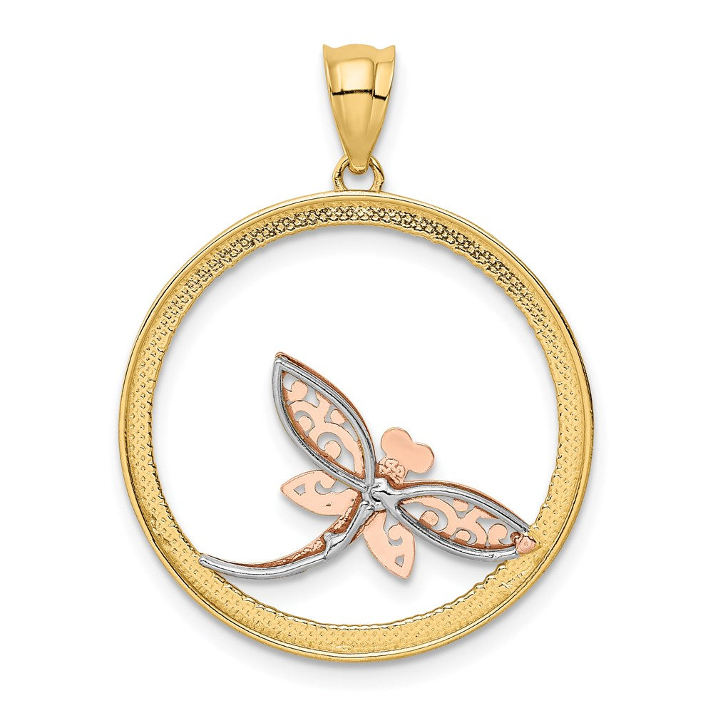 14K Two-tone w/White Rhodium Dragonfly Pendant