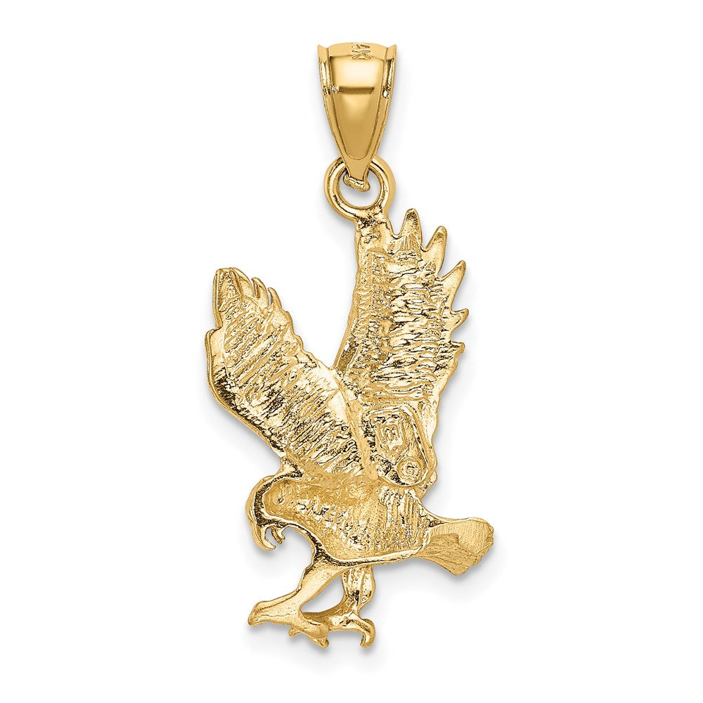 14K Satin Diamond-cut Eagle Pendant