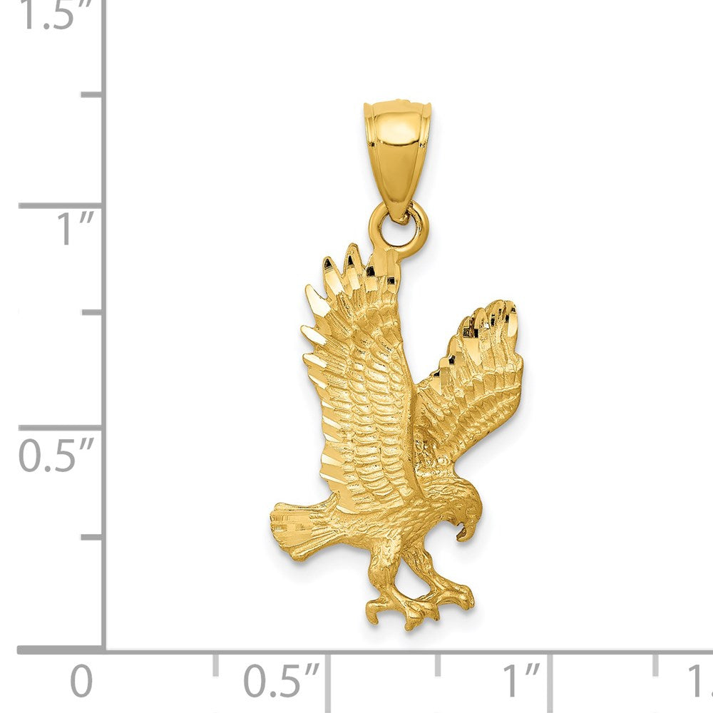 14K Satin Diamond-cut Eagle Pendant