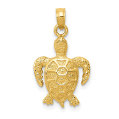 14k Sea Turtle Pendant - 2