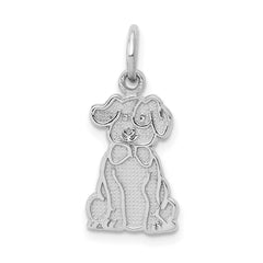 14k White Gold Puppy Charm