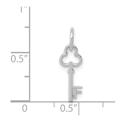 14K White Gold Key Letter F Initial Charm