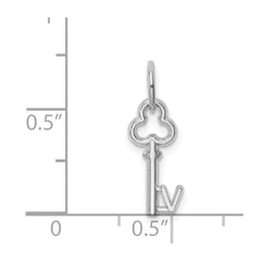 14K White Gold Key Letter V Initial Charm