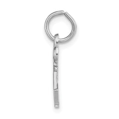 14K White Gold Key Letter W Initial Charm
