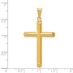 14k 3-D Polished Hollow Cross Pendant - 6