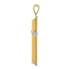 14K W/Rhodium 3-D Hollow D/C Cross Pendant