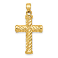 14k Reversible Diamond-cut Cross Pendant
