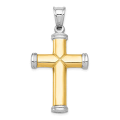 14K Two-Tone and Rhodium Reversible Cross