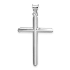 14k White Gold Hollow Cross Pendant - 6