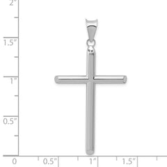 14k White Gold Hollow Cross Pendant - 6