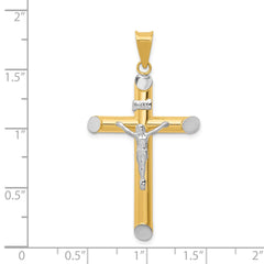 14K Two-Tone w/Rhodium Inri Crucifix Pendant - 2