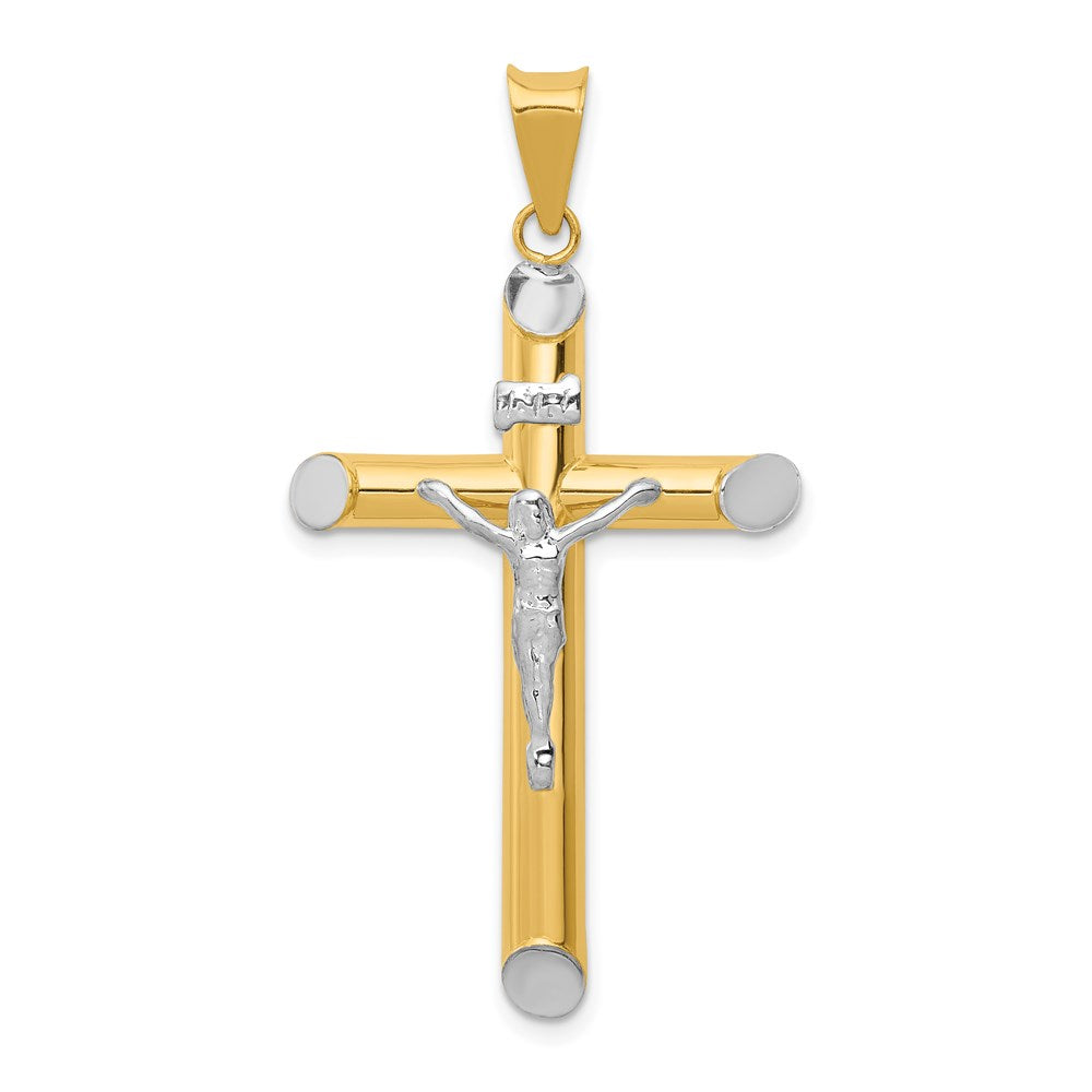 14K Two-Tone w/Rhodium Inri Crucifix Pendant - 2