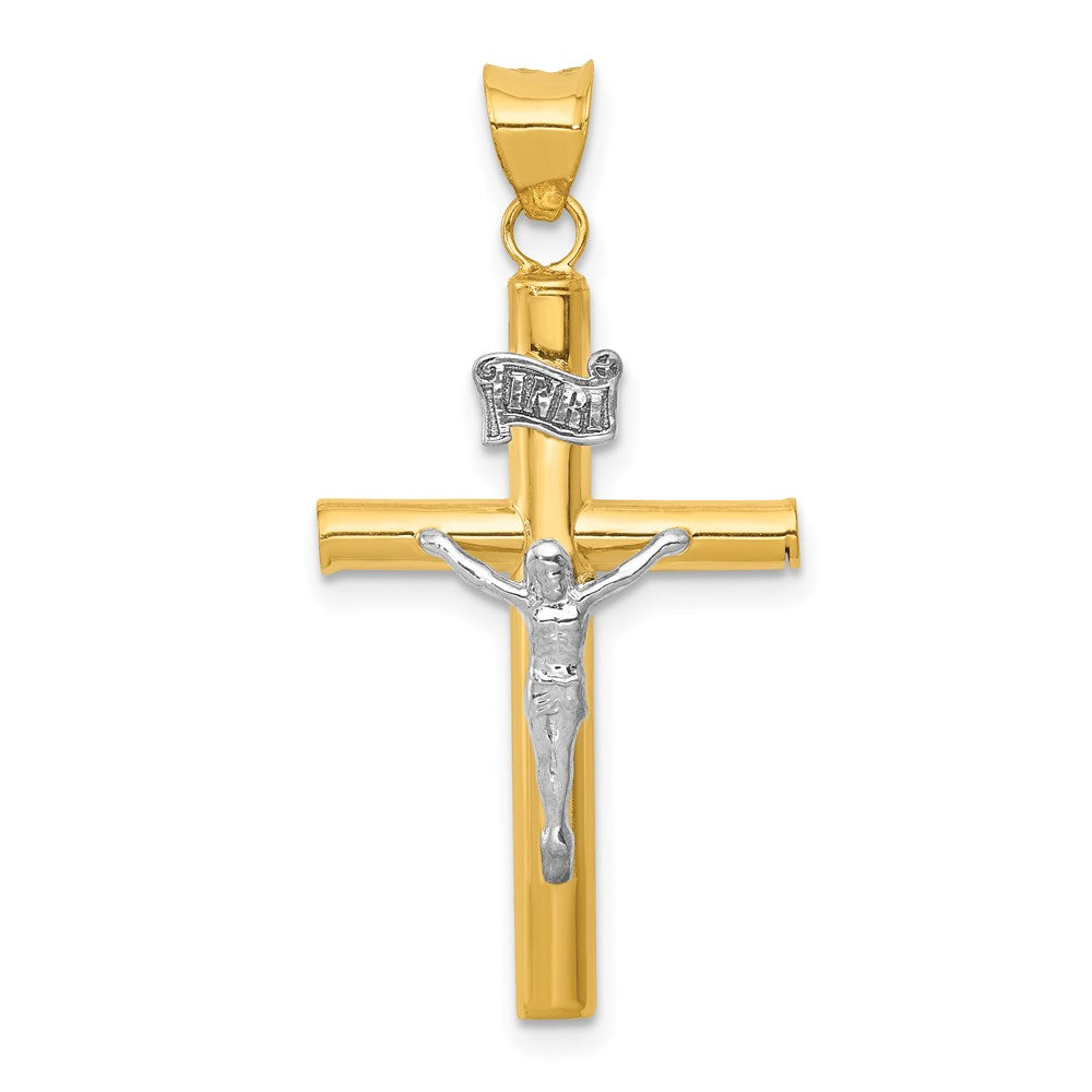 14k Two-tone INRI Crucifix Pendant - 3