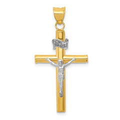 14k Two-tone INRI Crucifix Pendant - 3