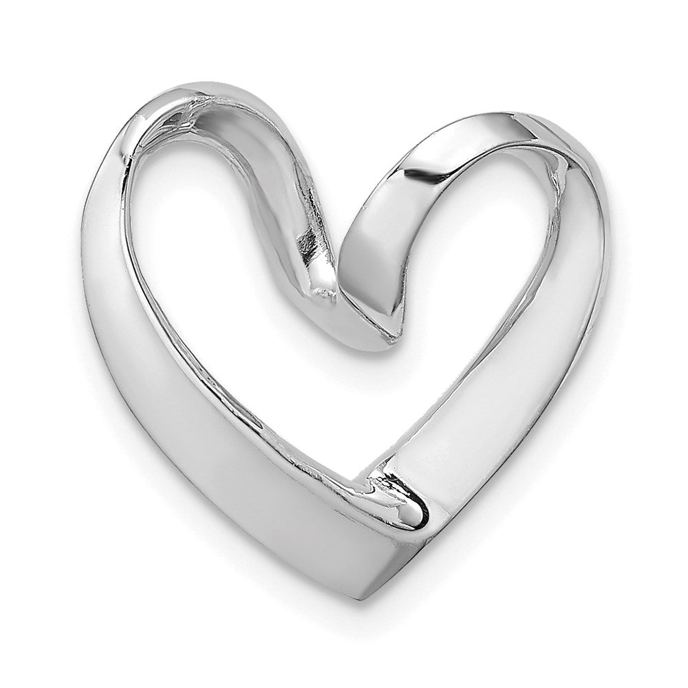 14K White Gold Polished Heart Chain Slide - 3
