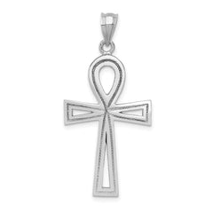 14k White Gold Ankh Cross Pendant - 4