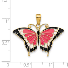 14K Enameled Butterfly Pendant - 3