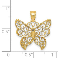 14k Filigree Butterfly Pendant - 2