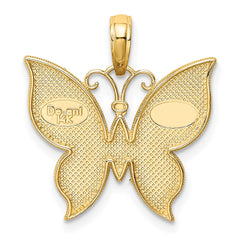 14K w/Rhodium Butterfly Pendant