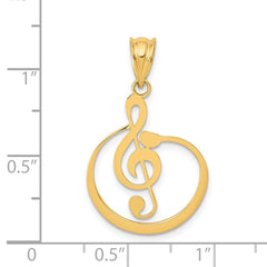 14k G Clef Musical Note Pendant