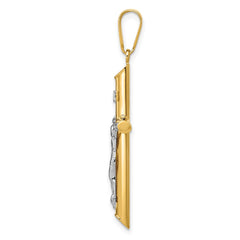 14k Two-tone Hollow Crucifix Pendant - 2