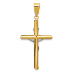 14k Two-tone Hollow Crucifix Pendant - 2