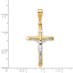 14k Two-tone Hollow Crucifix Pendant - 2