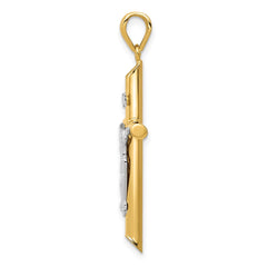 14k Two-tone Hollow Crucifix Pendant - 3
