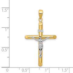14k Two-tone Hollow Crucifix Pendant - 3