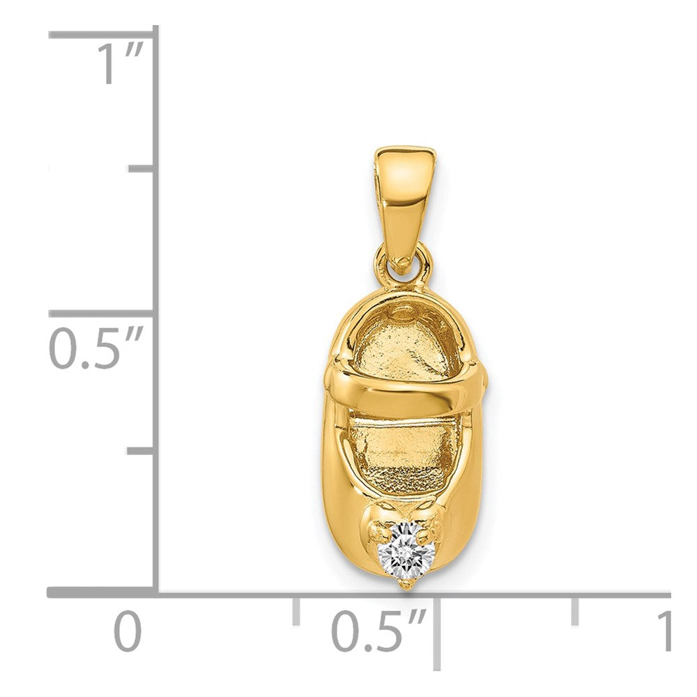14k 3-D April/Synthetic Stone Engraveable Baby Shoe Charm