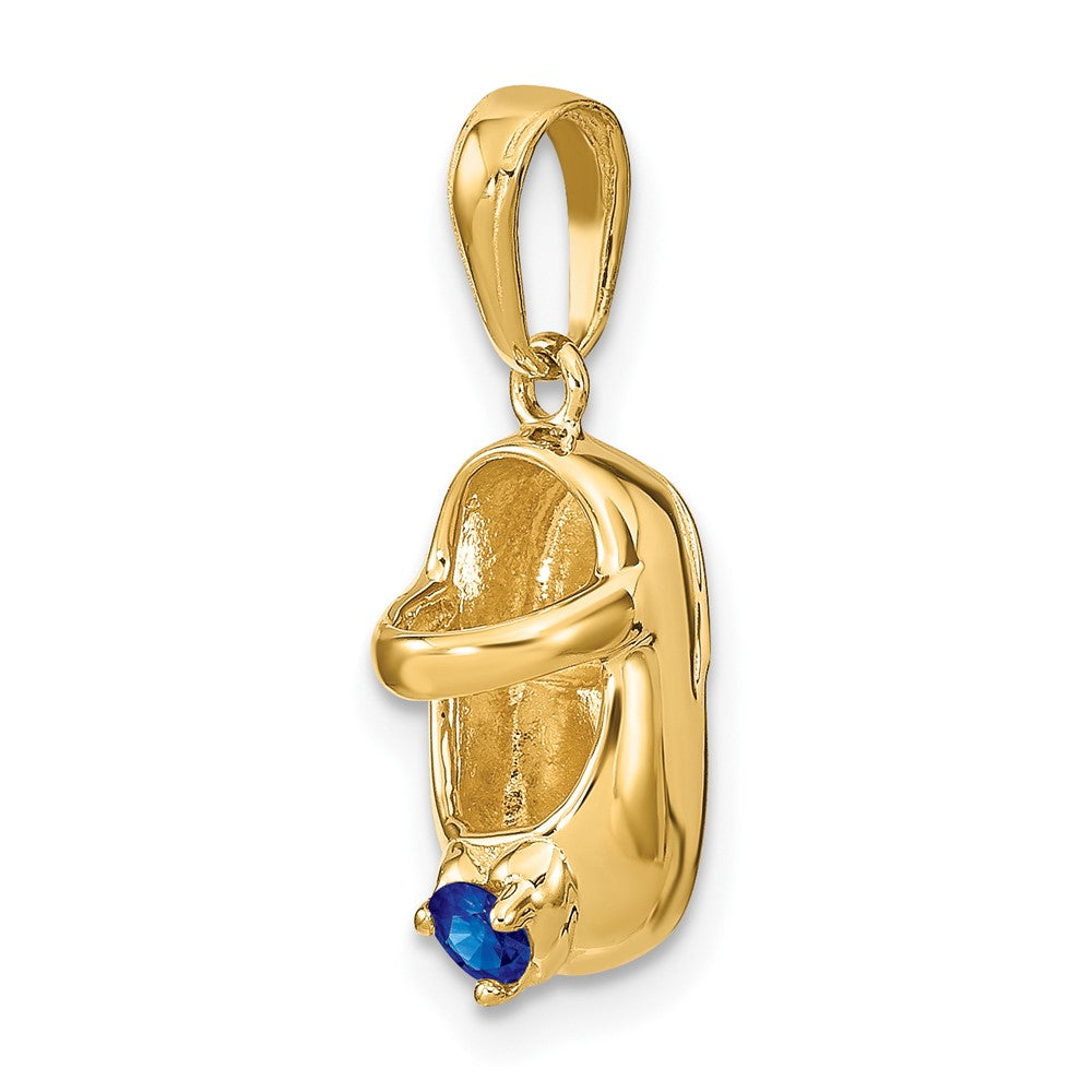 14k 3-D September/Synthetic Stone Engraveable Baby Shoe Charm