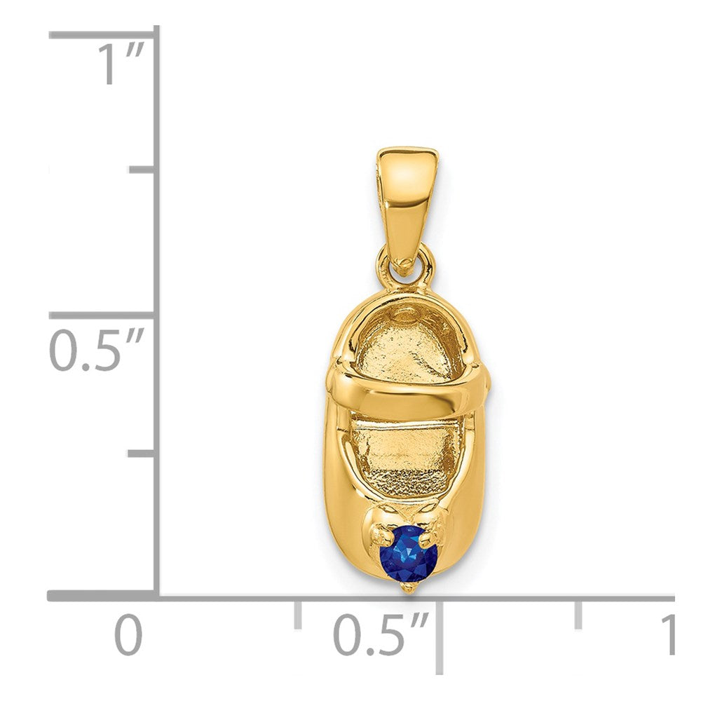 14k 3-D September/Synthetic Stone Engraveable Baby Shoe Charm