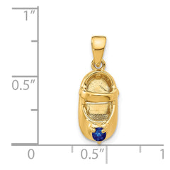 14k 3-D September/Synthetic Stone Engraveable Baby Shoe Charm