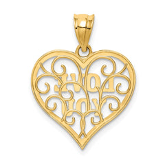 14k and White Rhodium Filigree Love You