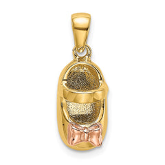 14k  3D Two-tone Baby Shoe Charm - 2