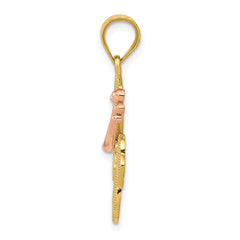 14k Two-tone Yellow/Rose Hibiscus Charm