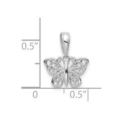 14k White Gold Polished Filigree Butterfly Charm