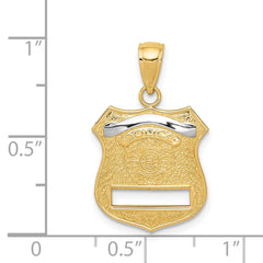 14k w/Rhodium Police Badge Pendant