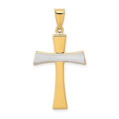 14Kw/Rhodium Polished Cross Pendant