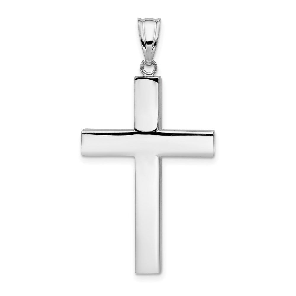 14k White Gold Polished Hollow Cross Pendant - 2