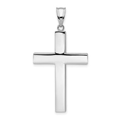 14k White Gold Polished Hollow Cross Pendant - 2