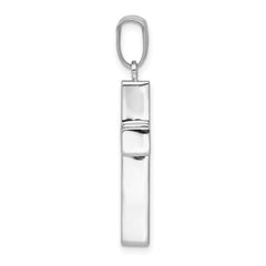 14k White Gold Polished Hollow Cross Pendant - 3