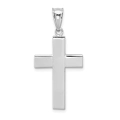 14k White Gold Polished Hollow Cross Pendant - 3