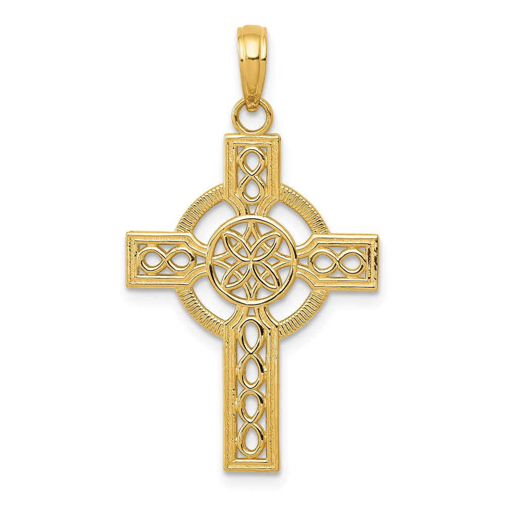 14k Diamond-cut Celtic Cross Pendant - 3