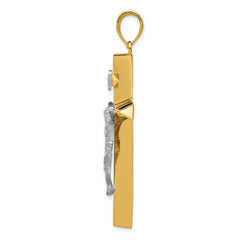 14k Two-tone INRI Hollow Crucifix Pendant - 6